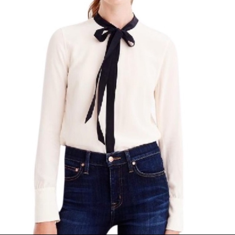 Jcrew tie neck blouse